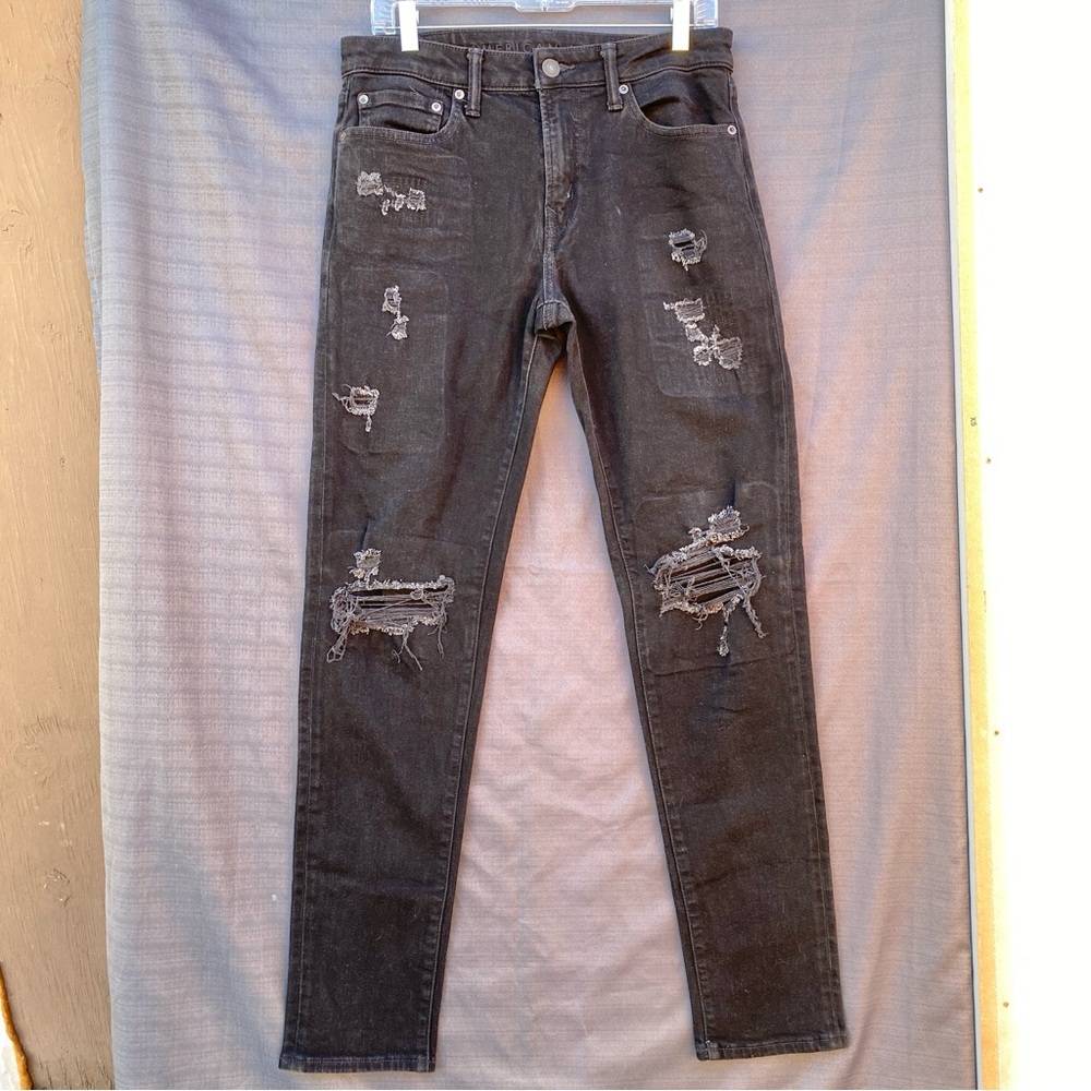 American Eagle Outfitters Black Ripped Skinny Jeans 30x31